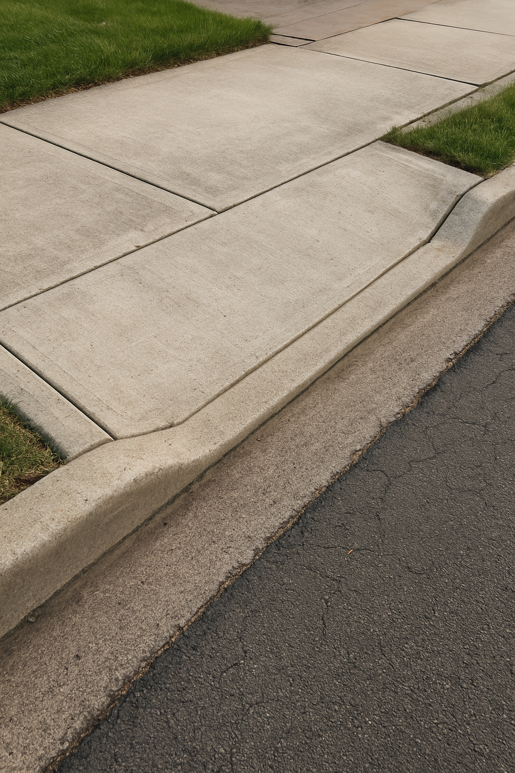 A concrete driveway apron where it meets the street — most apron cracking is a surface patch, not a full replacement.