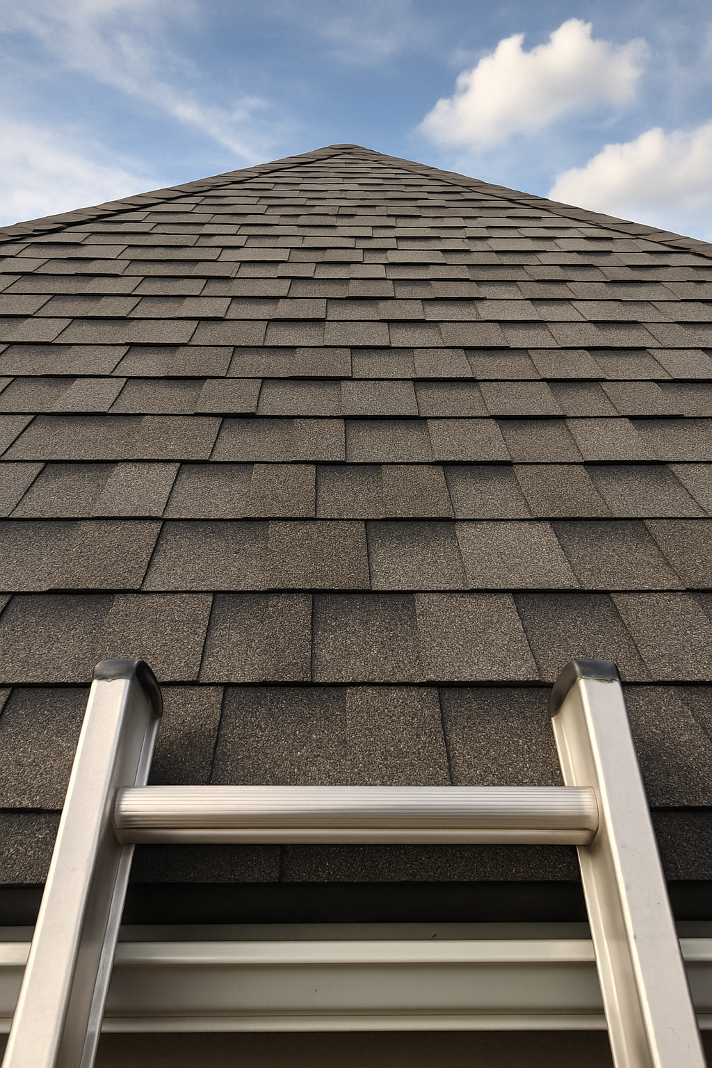 A close-up of asphalt shingles on a residential roof — whether an overlay works depends on what's already up there.