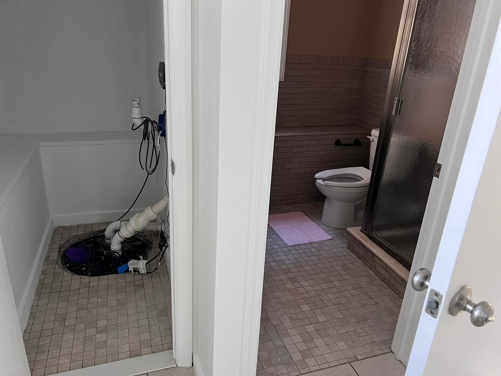 Open sump pit next to the existing basement bath. First thing I dealt with downstairs.