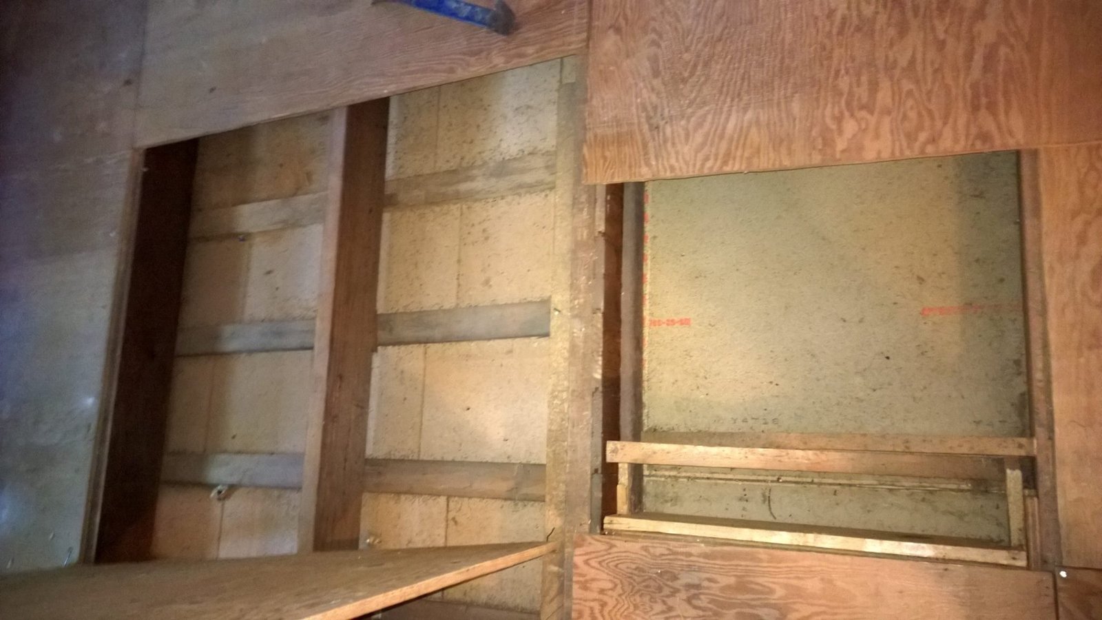 Opened up a wall section to see what the original framing and sheathing looked like before committing to the gut.